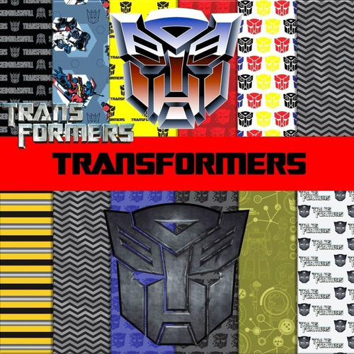 Kit Digital Transformers Clipart Png + Papeles Digitales 0