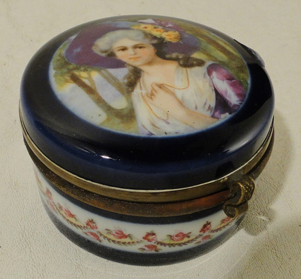 Antiguo Alhajero Porcelana Azul1315 Arte Antica Antiguedades 0