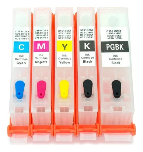 Kit 5 Cartuchos Canon Recarregáveis Pgi150 / Cli151 Ix6810 0