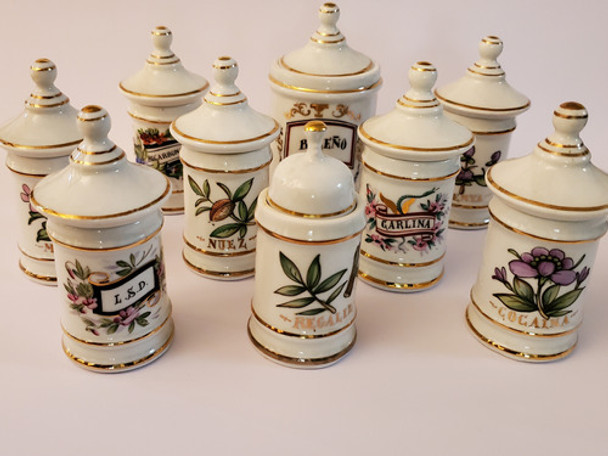Frascos De Farmacia Antiguos, De Porcelana. Son Nueve 0