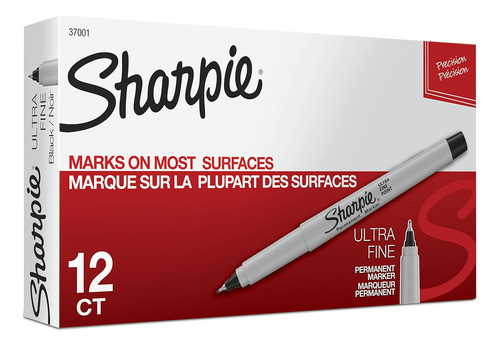Marcadores Permanentes Sharpie, Ultra Fine Point, Black, 0