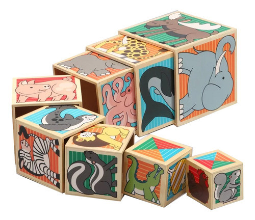 Cubos Madera Animales Apilables 0