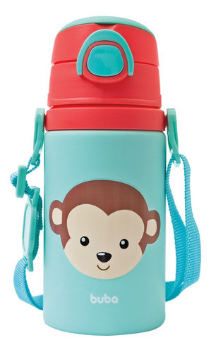 Garrafa De Alumínio Infantil C/ Canudo Fun 450ml Macaco Buba 0