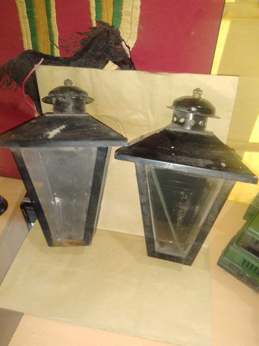 Farol De Pared Metal Vidrio Farolitos Jardin Par 0