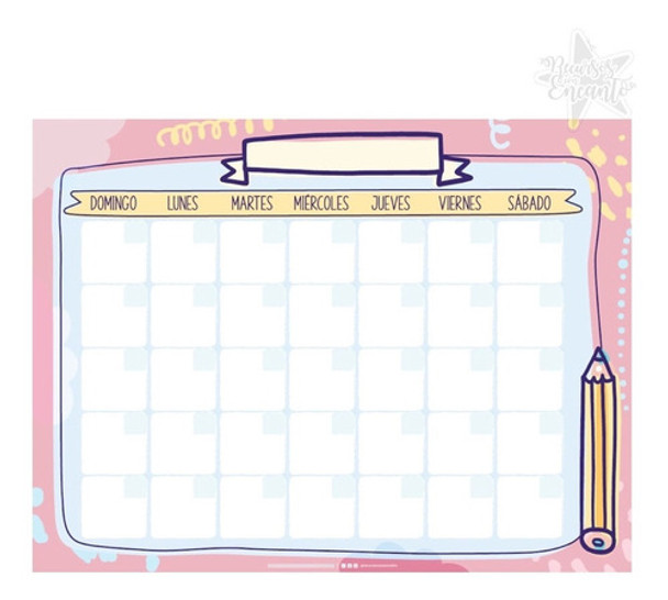 Planner Calendario Pizarra  + Marcador Con Borrador 0 Planner Calendario Pizarra  + Marcador Con Borrador 0