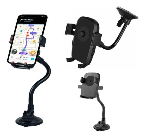 Suporte Trava Automática Haste Flexível Para Carro Ventosa 0