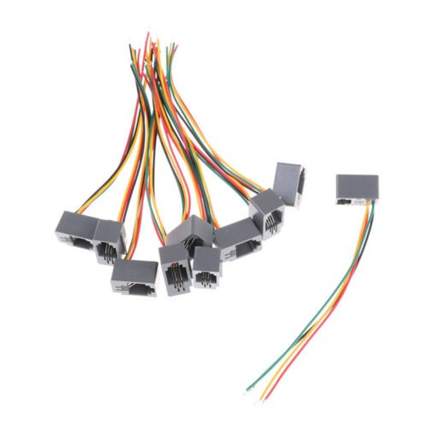 10pcs 616e 4p4c Rj11 Hembra Conector Adaptador Con 4 Cables 0 10pcs 616e 4p4c Rj11 Hembra Conector Adaptador Con 4 Cables 0