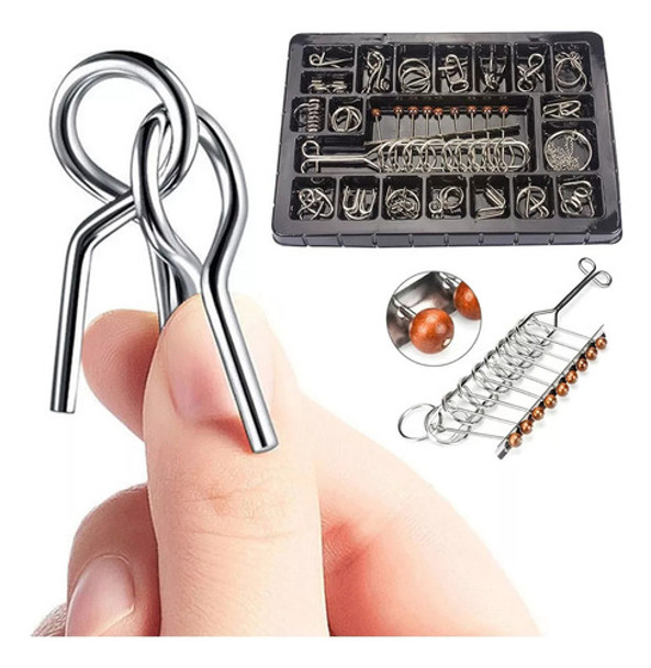 K 20 Peças De Anel De Jogo Lógico Chinês Puzzle Toys Metal 0