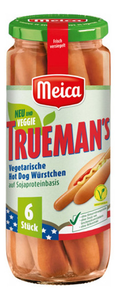 Salsichas Truemans Hot Dog Vegetarianas Meica 300g 0