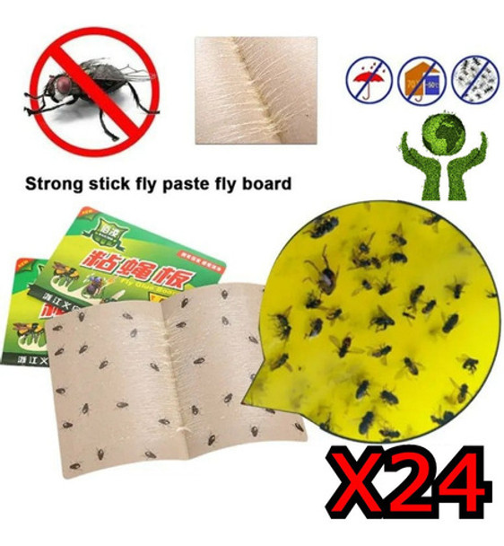 24 Trampa Atrapa Mata Insecto Mosca Cucaracha Placa Adhesiva 0