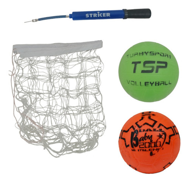 Red Voley O Futbol Tenis + Pelota Voley + Futbol + Inflador 0