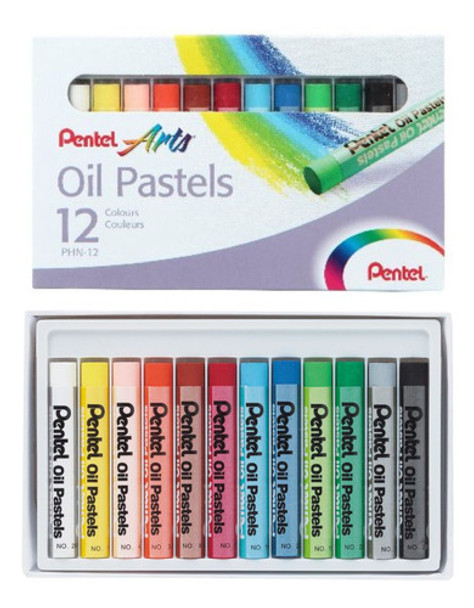 Giz De Cera 12 Cores Pastel Oleoso Pentel 0 Giz De Cera 12 Cores Pastel Oleoso Pentel 0