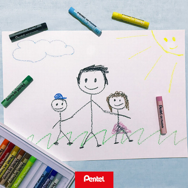 Giz De Cera 12 Cores Pastel Oleoso Pentel 5 Giz De Cera 12 Cores Pastel Oleoso Pentel 5