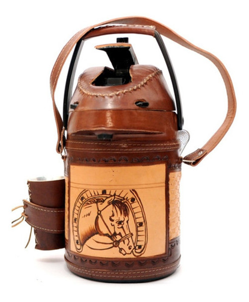 Garrafas Térmicas Aço Inox De 2,5 L Revestida Em Couro 0