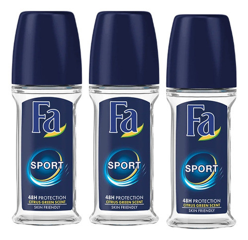 3 Desodorante Fa Sport Roll-on Masculino Importado 50ml 0