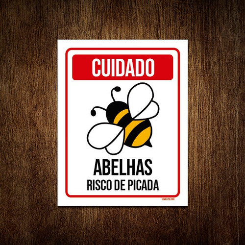 Placa Cuidado - Abelhas Risco De Picada 18x23 0