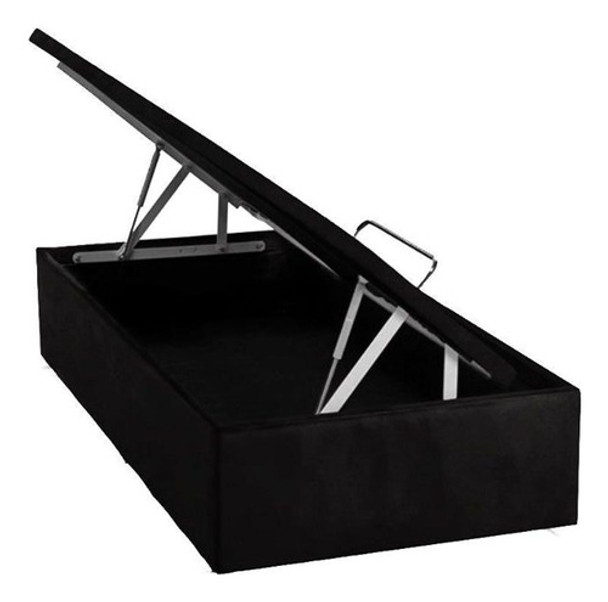 Cama Box Baú Solteiro Universal Suede Nero Black (88x188x35) 0