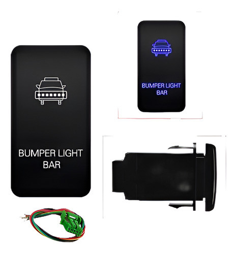 Mictuning Empuje Interruptor Láser Grabado Azul Parachoques 0