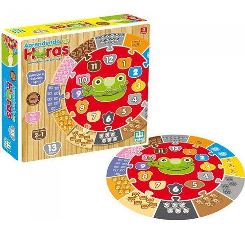 Quebra Cabeça Aprendendo As Horas Nig Brinquedos 0419 0
