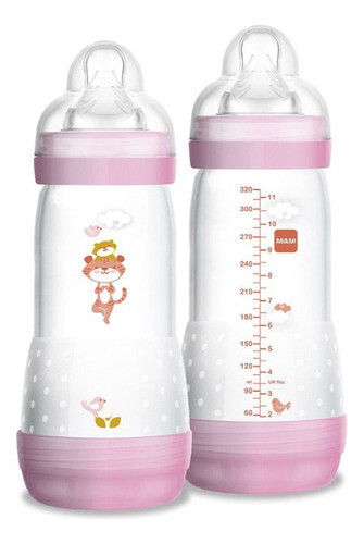 Mamadeira Easy Start Rosa - Anticólica - 320ml - Mam 0