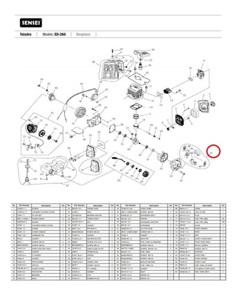Embrague Completo Taladro Naftero Explosión Sensei Ed-260 0