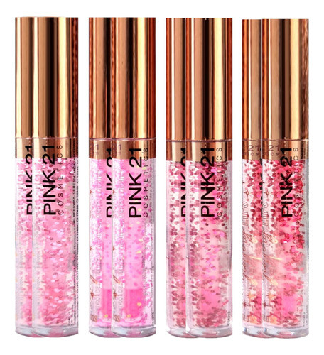8 Lip Gloss Glittery Cs4213 Pink 21 Atacado Sj 0