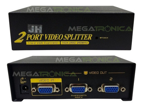 Splitter Vga 1x2 Con Fuente Repartidor De Señal Full Hd 0