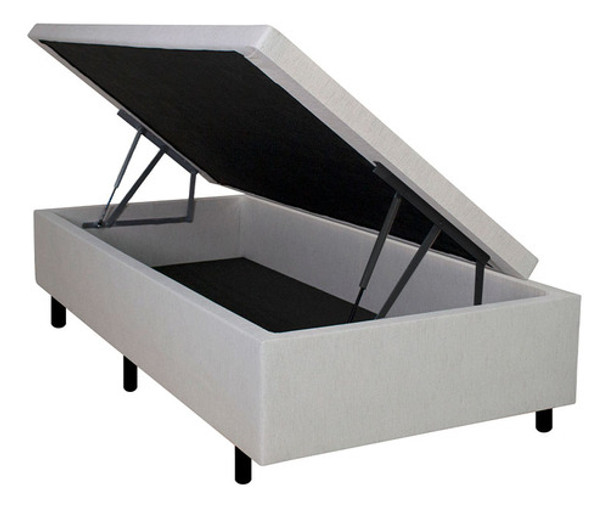 Base Box Baú Solteiro 88x188x42 Cm Courino Linho Areia 0