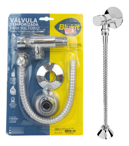 Válvula Temporizada Flexível Cromada Para Mictório Blukit 0