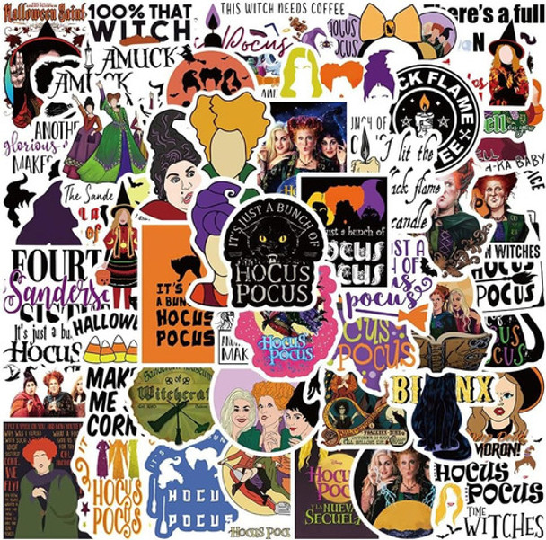 Pack 20 Calcomanía Sticker Termo Vinilo Hocus Pocus Abracada 0