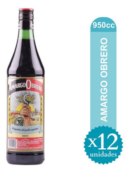 Pack Amargo Obrero Aperitivo 950cc X 12 Unid. - Ma 0