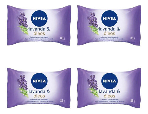 Kit 4 Sabonetes Em Barra Hidratante Lavanda Óleos Nivea 85g 0