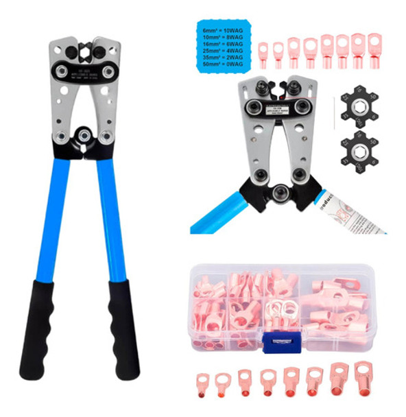 Kit Alicate Crimpador Terminal + Terminais De Cobre 0