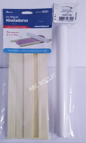 Kit Rolo Para Abrir Massa De Biscuit Regua Niveladora C/7 Pc 0