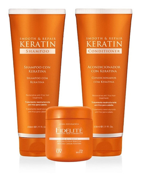 Shampoo Mascara Acondicionador Keratina Fidelite Kit Combo 0