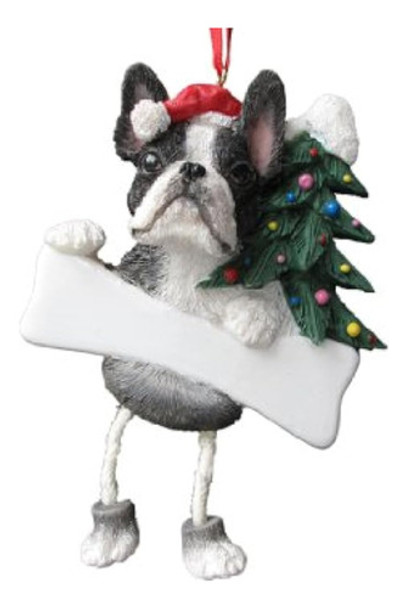 Boston Terrier Ornamento Con Patas De Dangling Pintado A Man 0