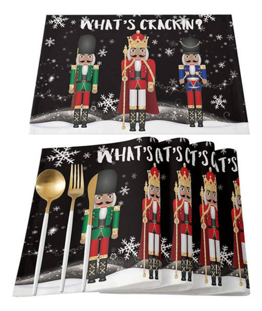 Juego De 4 Manteles Individuales Cascanueces De Navidad, Man 0