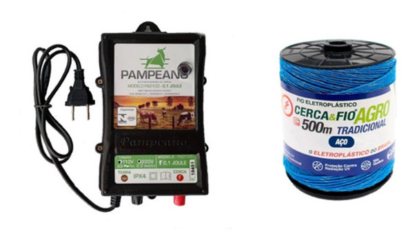 Kit Cerca Eletrica Rural - Eletrificador + Rolo De Fio 500m 0 Kit Cerca Eletrica Rural - Eletrificador + Rolo De Fio 500m 0