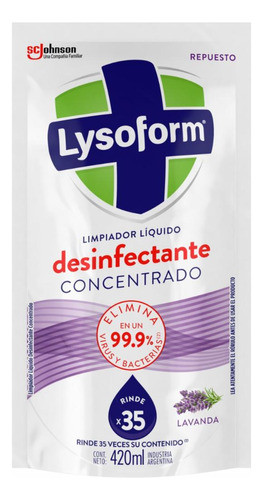Limpiador Líquido Concentrado Lysoform Lavanda 420ml 0