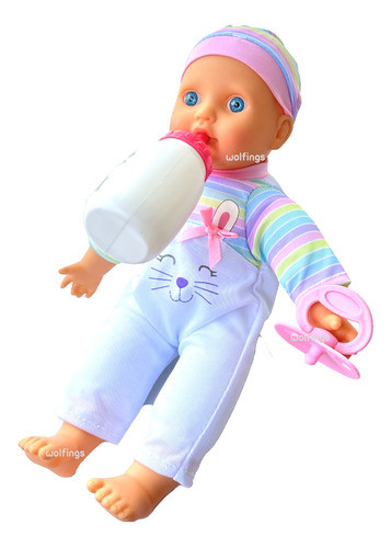 Muñeco Bebe Bebote Juguete Con Sonido Mamadera Y Chupete 0