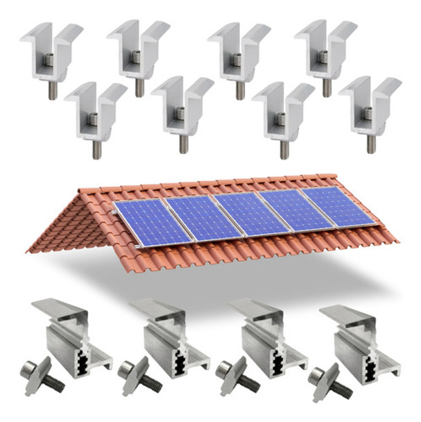 Kit Grampo Final E Intermediário Linha C P/ 05 Placas Solar 0