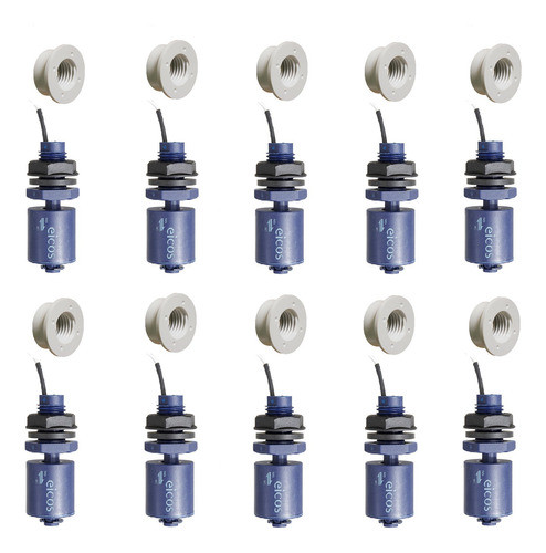 10un Sensor De Nível Vertical Eicos Lc26m-40 + Adaptador Pvc 0
