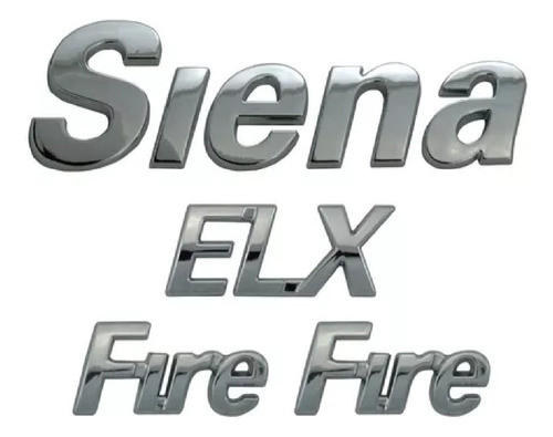 Kit De Emblemas Fiat Siena + Elx + 2 Fire P/ Fiat 2000/ 0