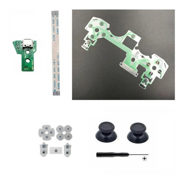 Kit Reparo Para Controle Ps4 050 Placa Usb Borrachas Chave 0