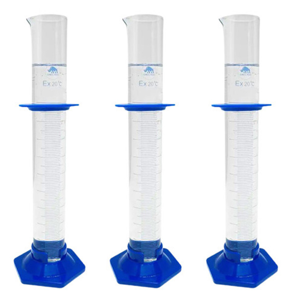 Proveta De Vidro 250ml Graduada Com Base Plástica - 3 Peças 0 Proveta De Vidro 250ml Graduada Com Base Plástica - 3 Peças 0