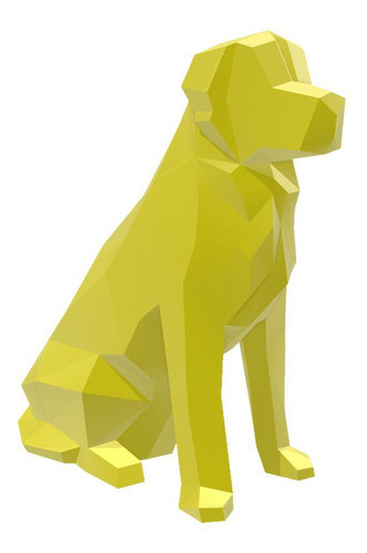 Golden Retriever Geometrico Low Poly Decoração 3d 0