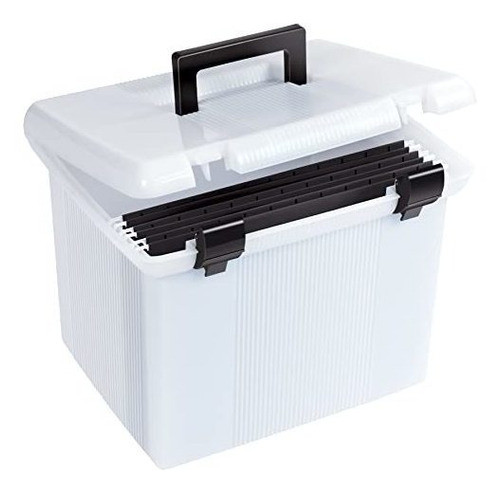 Caja De Archivo Portatil Blanco Esmerilado Tapa Con Bisagras 0