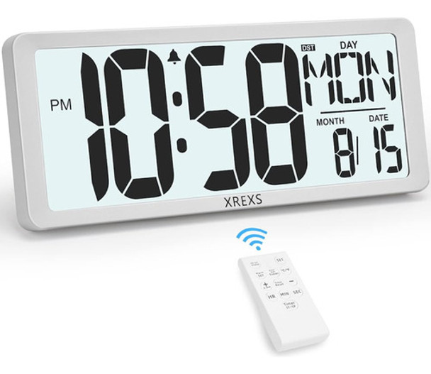 ~? Xrexs Gran Reloj De Pared Digital Con Luz De Fondo, Reloj 0