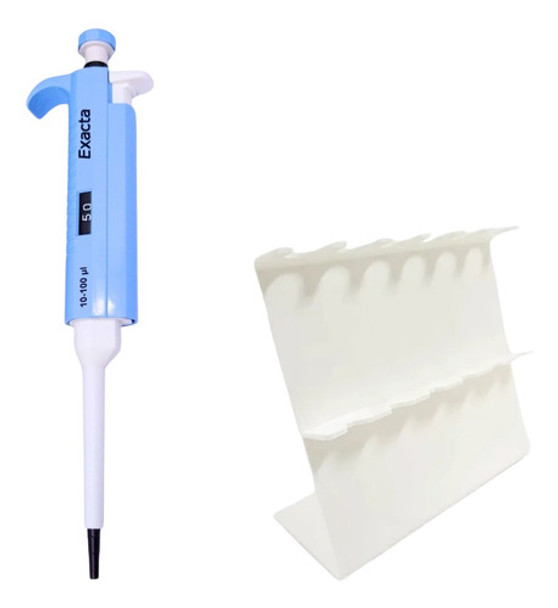 Micropipeta Vol. Variável 10-100ul + Suporte P/ Micropipetas 0