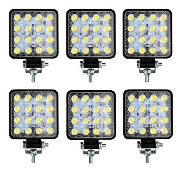 Kit 6 Faros Luz Led Auxiliar Proyector 16 Led Off Road 27w 0 Kit 6 Faros Luz Led Auxiliar Proyector 16 Led Off Road 27w 0